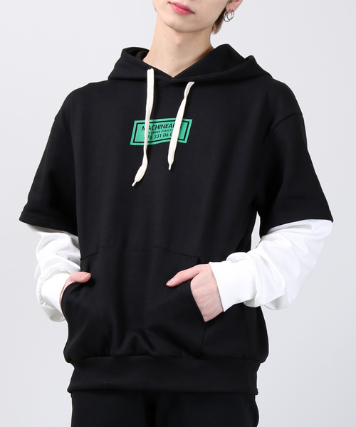 DING（ディング）の「DING/フェイクレイヤードプリントパーカー（パーカー・レディース・ブラック/パープル/グリーン・FREE）」の2枚目の写真