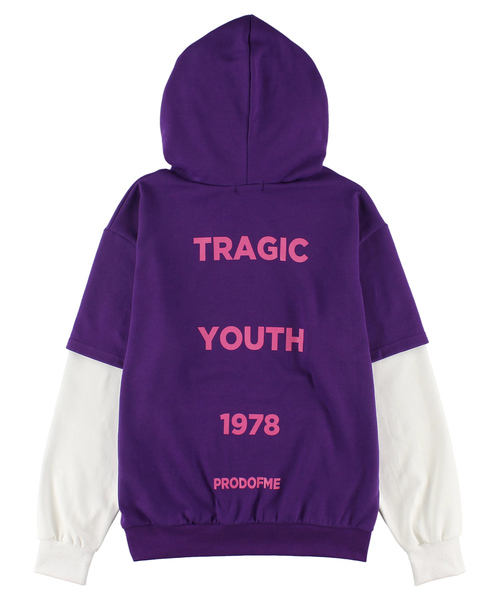 DING（ディング）の「DING/フェイクレイヤードプリントパーカー（パーカー・レディース・ブラック/パープル/グリーン・FREE）」の8枚目の写真