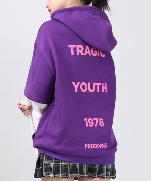 DING（ディング）の「DING/フェイクレイヤードプリントパーカー（パーカー・レディース・ブラック/パープル/グリーン・FREE）」の12枚目の写真