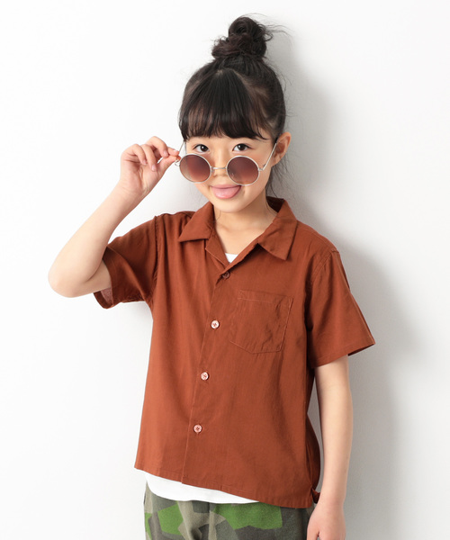 devirock（デビロック）の「オープンカラーシャツ（シャツ/ブラウス・キッズ・チャコール/テラコッタ/ネイビー・110cm/100cm/140cm/120cm/130cm/160cm/150cm）」の2枚目の写真