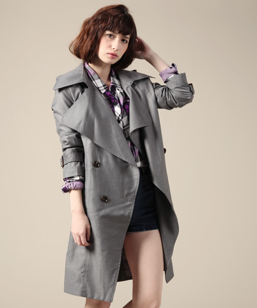 ROSE BUD（ローズバッド）の「LC-14102 DRAPE TRENCH COAT（トレンチコート・レディース・ベージュ/グレー・ONE SIZE）」の2枚目の写真