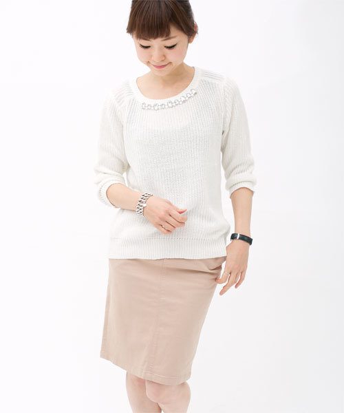 NANO universe(ナノユニバース)の「カラーペンシルスカート(スカート・レディース・オフホワイト/ベージュ/ブルー/グリーン/ブラック・38/36)」の1枚目の写真