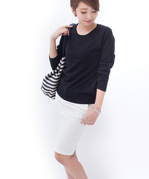 NANO universe(ナノユニバース)の「カラーペンシルスカート(スカート・レディース・オフホワイト/ベージュ/ブルー/グリーン/ブラック・38/36)」の2枚目の写真