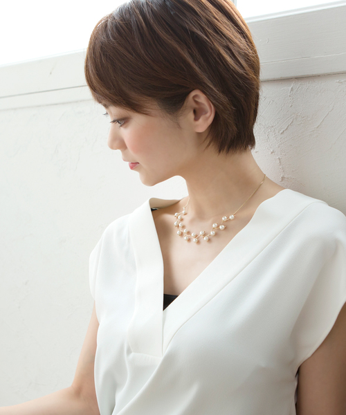 colleca la（コレカラ）の「バランスパールネックレス（ネックレス・レディース・シルバー/ゴールド・ﾌﾘ-）」の9枚目の写真