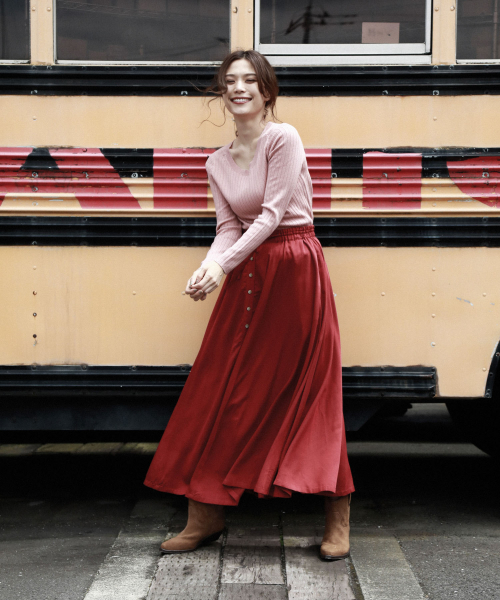 BAYFLOW（ベイフロー）の「Silk Mix Knit リブプルオーバー（ニット/セーター・レディース・アイボリー/チャコールグレー/ベージュ/グリーン/ピンク・SMALL/MEDIUM）」の19枚目の写真