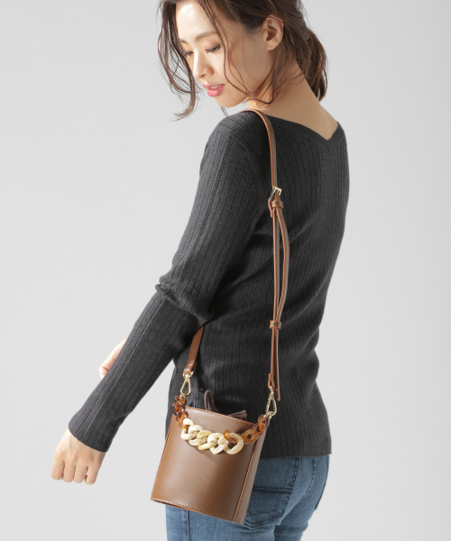 BAYFLOW（ベイフロー）の「Silk Mix Knit リブプルオーバー（ニット/セーター・レディース・アイボリー/チャコールグレー/ベージュ/グリーン/ピンク・SMALL/MEDIUM）」の6枚目の写真