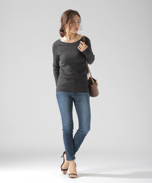 BAYFLOW（ベイフロー）の「Silk Mix Knit リブプルオーバー（ニット/セーター・レディース・アイボリー/チャコールグレー/ベージュ/グリーン/ピンク・SMALL/MEDIUM）」の13枚目の写真