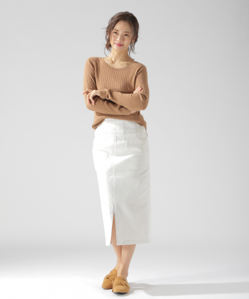 BAYFLOW（ベイフロー）の「Silk Mix Knit リブプルオーバー（ニット/セーター・レディース・アイボリー/チャコールグレー/ベージュ/グリーン/ピンク・SMALL/MEDIUM）」の17枚目の写真