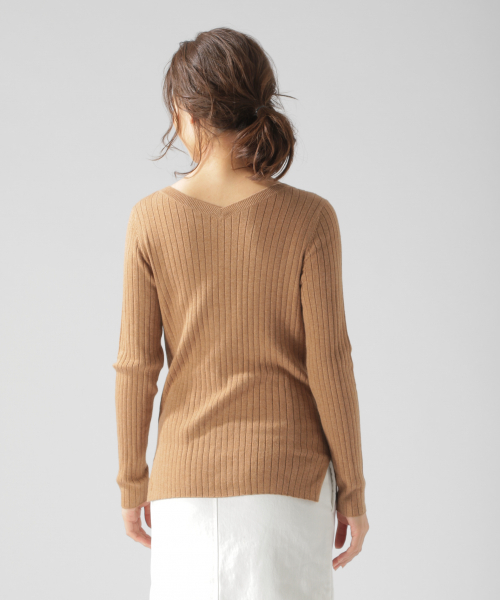 BAYFLOW（ベイフロー）の「Silk Mix Knit リブプルオーバー（ニット/セーター・レディース・アイボリー/チャコールグレー/ベージュ/グリーン/ピンク・SMALL/MEDIUM）」の11枚目の写真