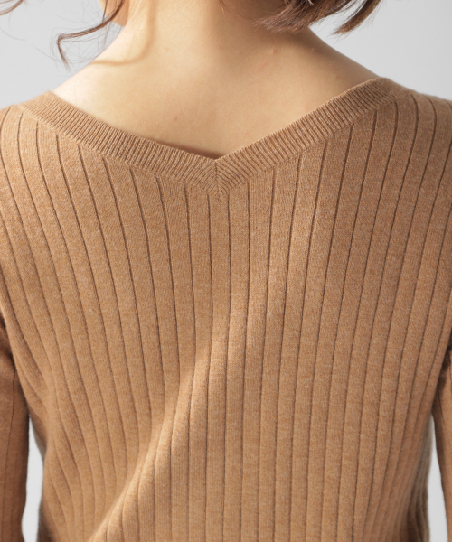 BAYFLOW（ベイフロー）の「Silk Mix Knit リブプルオーバー（ニット/セーター・レディース・アイボリー/チャコールグレー/ベージュ/グリーン/ピンク・SMALL/MEDIUM）」の8枚目の写真