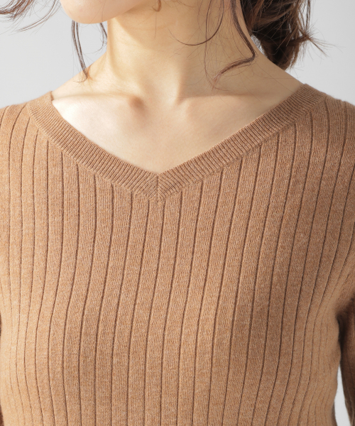 BAYFLOW（ベイフロー）の「Silk Mix Knit リブプルオーバー（ニット/セーター・レディース・アイボリー/チャコールグレー/ベージュ/グリーン/ピンク・SMALL/MEDIUM）」の22枚目の写真