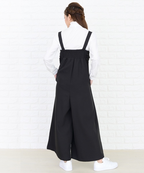 Lace Ladies(レースレディース)の「リボン付き サロペットワイドパンツ オールインワン・パンツ(つなぎ/オールインワン・レディース・ブラック/ネイビー・FREE)」の5枚目の写真