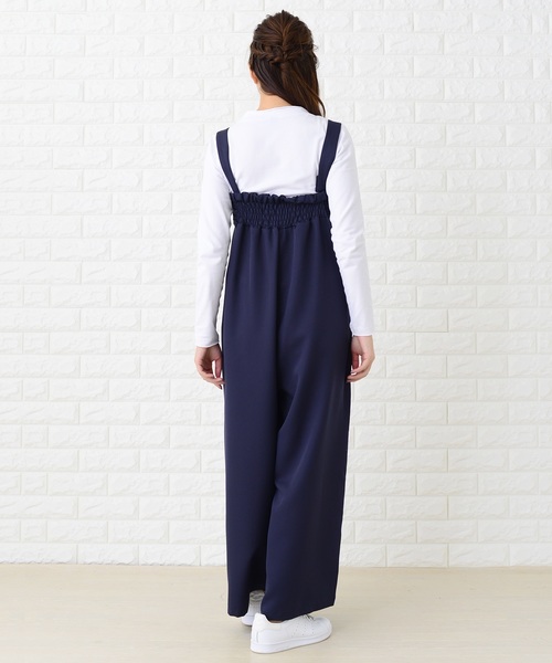 Lace Ladies(レースレディース)の「リボン付き サロペットワイドパンツ オールインワン・パンツ(つなぎ/オールインワン・レディース・ブラック/ネイビー・FREE)」の12枚目の写真