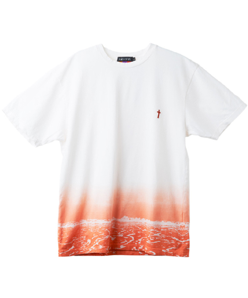 RADIO EVA(ラヂオエヴァ)の「RADIO EVA 001 波打際 T-Shirt(Tシャツ/カットソー・メンズ・ホワイト/ホワイト×ブルー/グレー・MEDIUM/LARGE/X-LARGE)」の2枚目の写真
