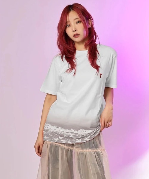 RADIO EVA(ラヂオエヴァ)の「RADIO EVA 001 波打際 T-Shirt(Tシャツ/カットソー・メンズ・ホワイト/ホワイト×ブルー/グレー・MEDIUM/LARGE/X-LARGE)」の10枚目の写真