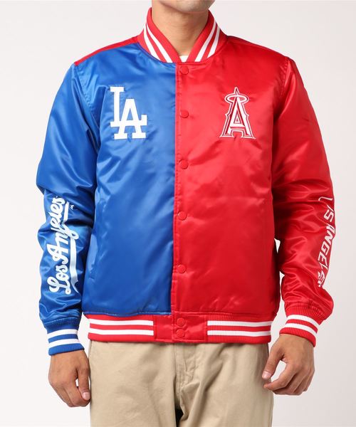 MAJESTIC(マジェスティック)の「MLB 切り替えサテンジャケット(スタジャン)」|レッド