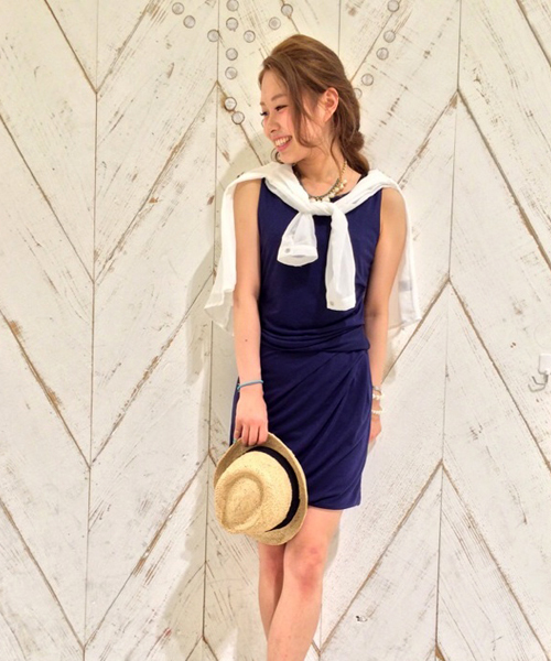 DISCOAT（ディスコート）の「【Discoat】ドレープノースリカットワンピース2（ワンピース・レディース・グレー/ネイビー/ブラック・ﾌﾘ-）」の3枚目の写真