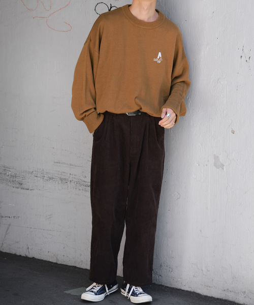 kutir（クティール）の「スケボー刺繍ニット（ニット/セーター・メンズ・チャコールグレー/ベージュ/キャメル・MEDIUM/LARGE）」の18枚目の写真