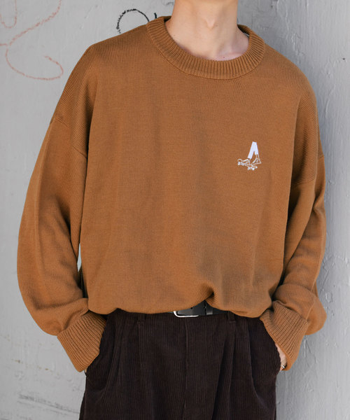 kutir（クティール）の「スケボー刺繍ニット（ニット/セーター・メンズ・チャコールグレー/ベージュ/キャメル・MEDIUM/LARGE）」の20枚目の写真