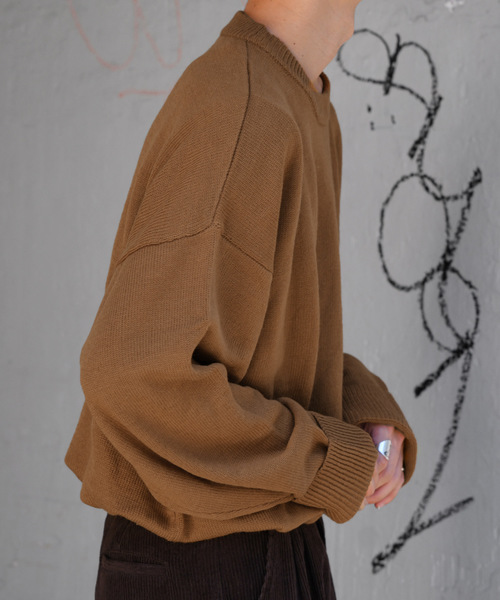 kutir（クティール）の「スケボー刺繍ニット（ニット/セーター・メンズ・チャコールグレー/ベージュ/キャメル・MEDIUM/LARGE）」の21枚目の写真