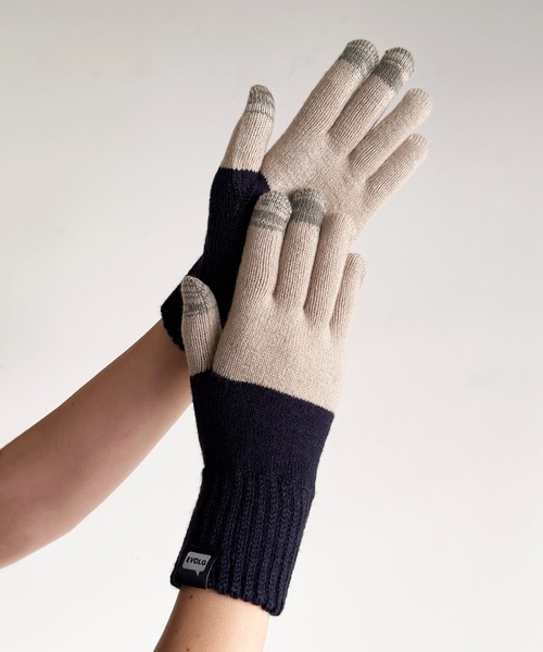 EVOLG(エヴォログ)の「EVOLG エヴォログ:2TON 2トーン スマホ対応 メンズ レディース ユニセックス手袋(手袋・レディース・グレー/ネイビー/マスタード/レッド/イエロー/ミント/バイオレット/ベージュ/ネイビー系/ダークグリーン・FREE)」の1枚目の写真