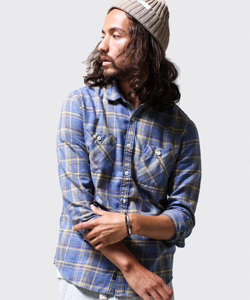 NANO universe(ナノユニバース)の「ヴィンテージライクチェックSH(シャツ/ブラウス・メンズ・ブラック/エメラルド/ネイビー/パープル/イエロー/レッド・LARGE/SMALL/MEDIUM/X-LARGE)」の8枚目の写真