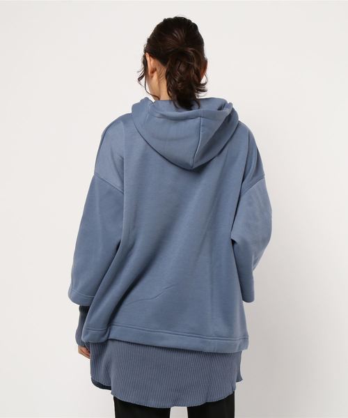 GeeRA(ジーラ)の「レイヤード風スウェットパーカー(パーカー・レディース・ブラック/ブルー/ベージュ・X-LARGE/MEDIUM/LARGE)」の6枚目の写真