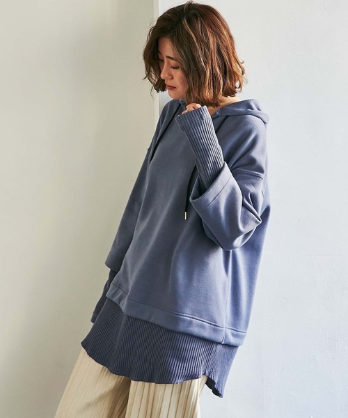 GeeRA(ジーラ)の「レイヤード風スウェットパーカー(パーカー・レディース・ブラック/ブルー/ベージュ・X-LARGE/MEDIUM/LARGE)」の17枚目の写真