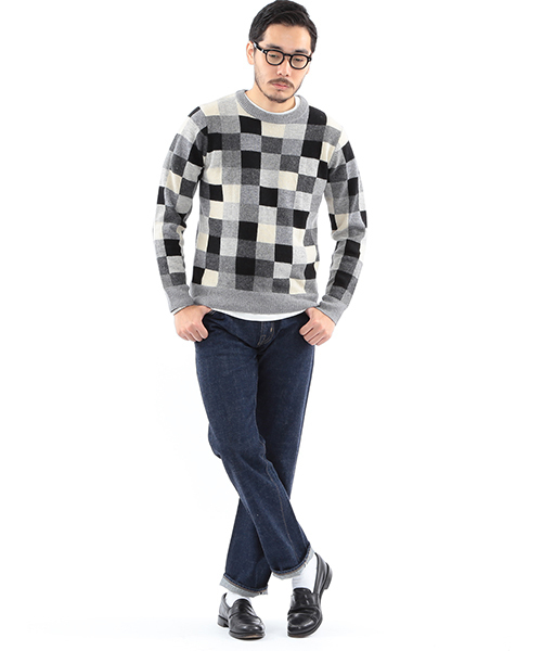 BEAMS PLUS（ビームスプラス）の「BEAMS PLUS / カラー ブロックチェック ニット（ニット/セーター・メンズ・その他2/その他1・MEDIUM/LARGE/SMALL）」の8枚目の写真