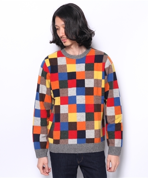 BEAMS PLUS（ビームスプラス）の「BEAMS PLUS / カラー ブロックチェック ニット（ニット/セーター・メンズ・その他2/その他1・MEDIUM/LARGE/SMALL）」の17枚目の写真