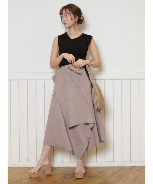 dazzlin（ダズリン）の「コードレイヤードニットトップス（ニット/セーター・レディース・ブラック/ベージュ/レッド/オフホワイト・FREE）」の5枚目の写真