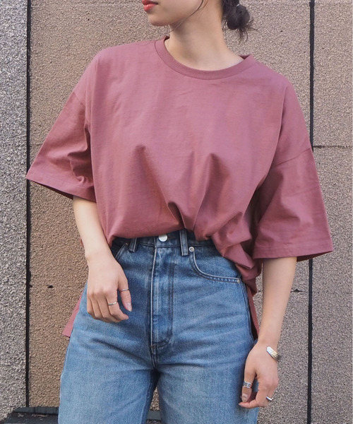 tiptop(ティップトップ)の「2020SS 綿100%BIG半袖Tシャツ(Tシャツ/カットソー)」|スモークピンク