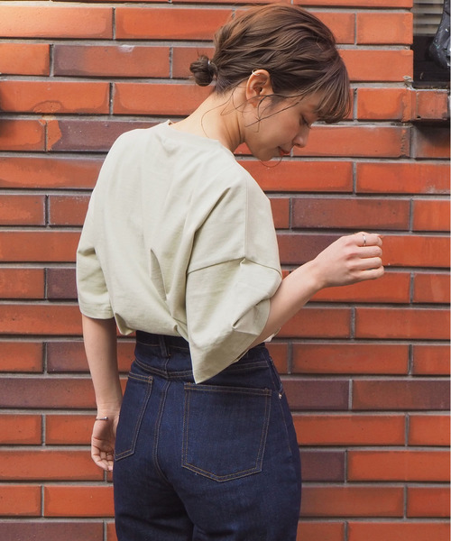 tiptop（ティップトップ）の「綿100％BIG半袖Tシャツ（Tシャツ/カットソー・レディース・ブルー/スミクロ/スモークピンク/オフホワイト/ライトグリーン/A/オレンジ/グリーン/パープル/ライトブルー/B/D・FREE）」の22枚目の写真