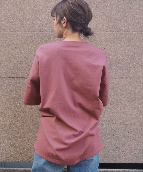 tiptop（ティップトップ）の「綿100％BIG半袖Tシャツ（Tシャツ/カットソー・レディース・ブルー/スミクロ/スモークピンク/オフホワイト/ライトグリーン/A/オレンジ/グリーン/パープル/ライトブルー/B/D・FREE）」の15枚目の写真