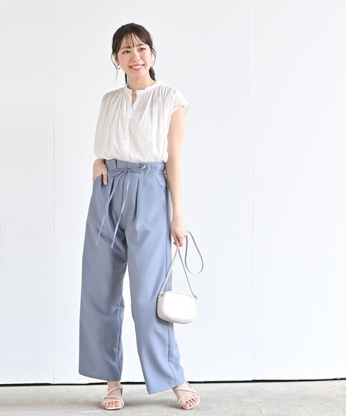 rps(アールピーエス)の「コットンボイルフレンチスリーブブラウス(シャツ/ブラウス・レディース・カーキ/オフホワイト/ストライプ/チェック/ベージュ/ブラック/ブラック系その他2/ホワイト系その他2/ブラック系その他3・M)」の10枚目の写真