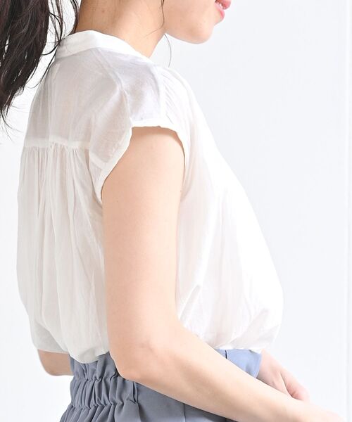 rps(アールピーエス)の「コットンボイルフレンチスリーブブラウス(シャツ/ブラウス・レディース・カーキ/オフホワイト/ストライプ/チェック/ベージュ/ブラック/ブラック系その他2/ホワイト系その他2/ブラック系その他3・M)」の15枚目の写真