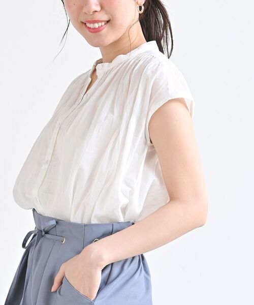 rps(アールピーエス)の「コットンボイルフレンチスリーブブラウス(シャツ/ブラウス・レディース・カーキ/オフホワイト/ストライプ/チェック/ベージュ/ブラック/ブラック系その他2/ホワイト系その他2/ブラック系その他3・M)」の17枚目の写真