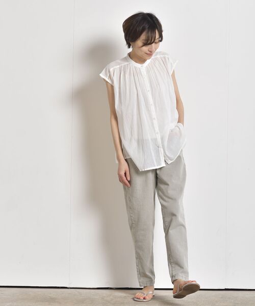 rps(アールピーエス)の「コットンボイルフレンチスリーブブラウス(シャツ/ブラウス・レディース・カーキ/オフホワイト/ストライプ/チェック/ベージュ/ブラック/ブラック系その他2/ホワイト系その他2/ブラック系その他3・M)」の18枚目の写真