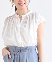 コットンボイルフレンチスリーブブラウス