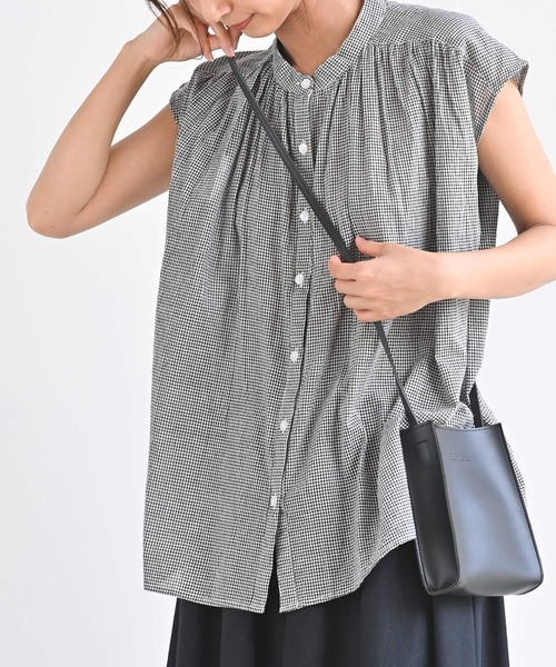 rps(アールピーエス)の「コットンボイルフレンチスリーブブラウス(シャツ/ブラウス・レディース・カーキ/オフホワイト/ストライプ/チェック/ベージュ/ブラック/ブラック系その他2/ホワイト系その他2/ブラック系その他3・M)」の9枚目の写真