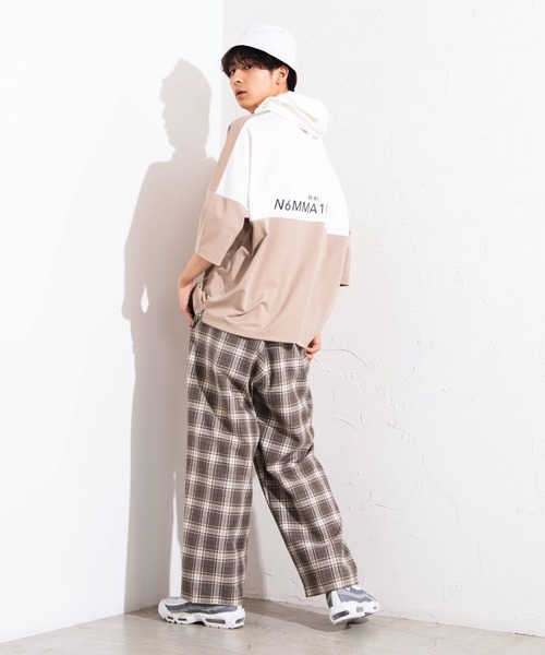 WEGO(ウィゴー)の「WEGO/バイカラー5分袖ドルマンパーカー(パーカー・メンズ・ライトパープル/ベージュ/ホワイト・MEDIUM/LARGE)」の4枚目の写真