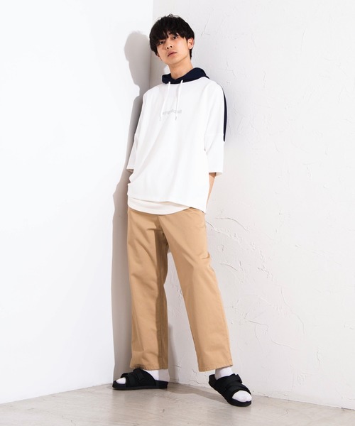 WEGO(ウィゴー)の「WEGO/バイカラー5分袖ドルマンパーカー(パーカー・メンズ・ライトパープル/ベージュ/ホワイト・MEDIUM/LARGE)」の8枚目の写真