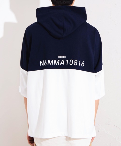 WEGO(ウィゴー)の「WEGO/バイカラー5分袖ドルマンパーカー(パーカー・メンズ・ライトパープル/ベージュ/ホワイト・MEDIUM/LARGE)」の15枚目の写真