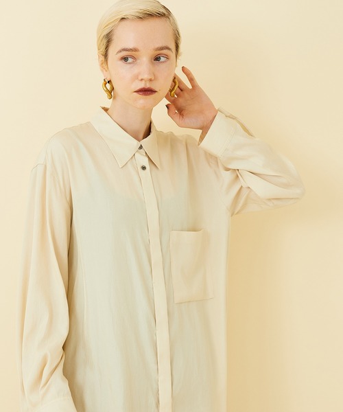 STUDIOUS(ステュディオス)の「【STUDIOUS】ヴィンテージワッシャーシャツ(シャツ/ブラウス・レディース・ブラック/イエロー/ブラウン・FREE)」の4枚目の写真