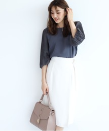 JUSGLITTY - ジャスグリッティー★新品 ウォッシャブルプリーツスリーブブラウスのみ S グレー JUSGLITTY（ジャスグリッティー）の「ウォッシャブルプリーツ