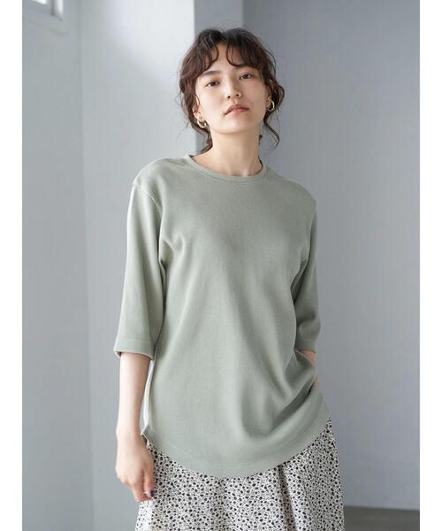 AMERICAN HOLIC（アメリカンホリック）の「バックスキッパー5分袖ワッフルプルオーバー 〇＊（Tシャツ/カットソー・レディース・ミント/アイボリー/チャコールグレー/ブラウン・M/L）」の13枚目の写真
