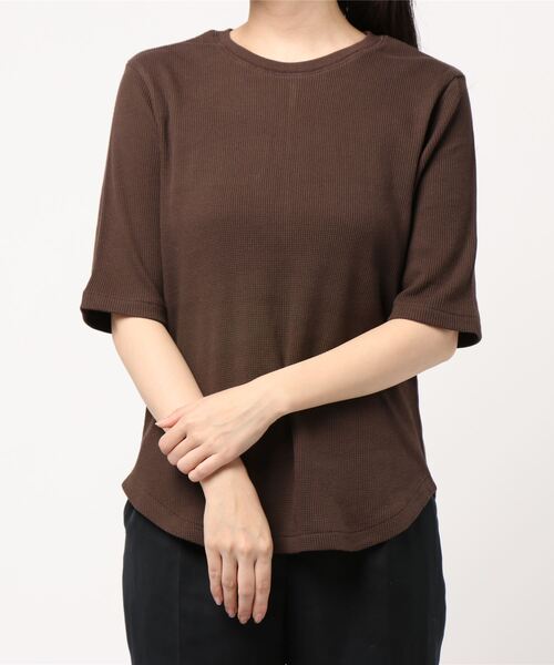 AMERICAN HOLIC（アメリカンホリック）の「バックスキッパー5分袖ワッフルプルオーバー 〇＊（Tシャツ/カットソー・レディース・ミント/アイボリー/チャコールグレー/ブラウン・M/L）」の5枚目の写真
