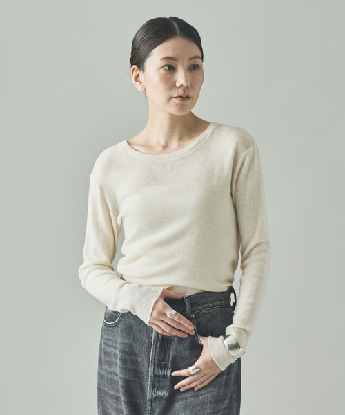 Curensology テレコクルーネックプルオーバー美品 Curensology(カレンソロジー)/ウールテレコクルーネックプルオーバー