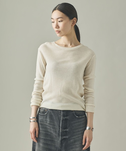 Curensology（カレンソロジー）の「Curensology(カレンソロジー)/ウールテレコクルーネックプルオーバー（ニット/セーター・レディース・チャコールグレー/ベージュ/ブラック/ホワイト/ライトブラウン/ベージュ系/トップグレー/ダークブラウン/ライトベージュ/レッド/ブルー・FREE）」の22枚目の写真