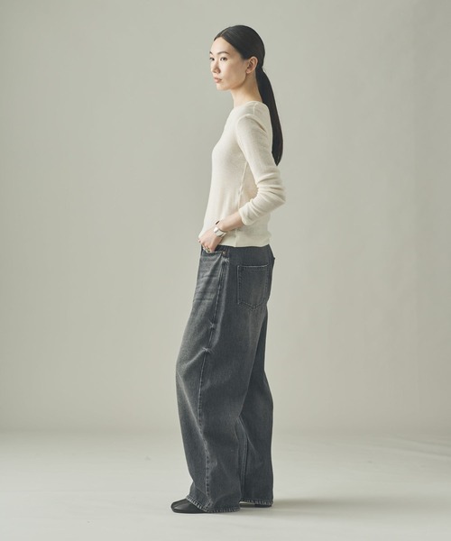 Curensology（カレンソロジー）の「Curensology(カレンソロジー)/ウールテレコクルーネックプルオーバー（ニット/セーター・レディース・チャコールグレー/ベージュ/ブラック/ホワイト/ライトブラウン/ベージュ系/トップグレー/ダークブラウン/ライトベージュ/レッド/ブルー・FREE）」の18枚目の写真